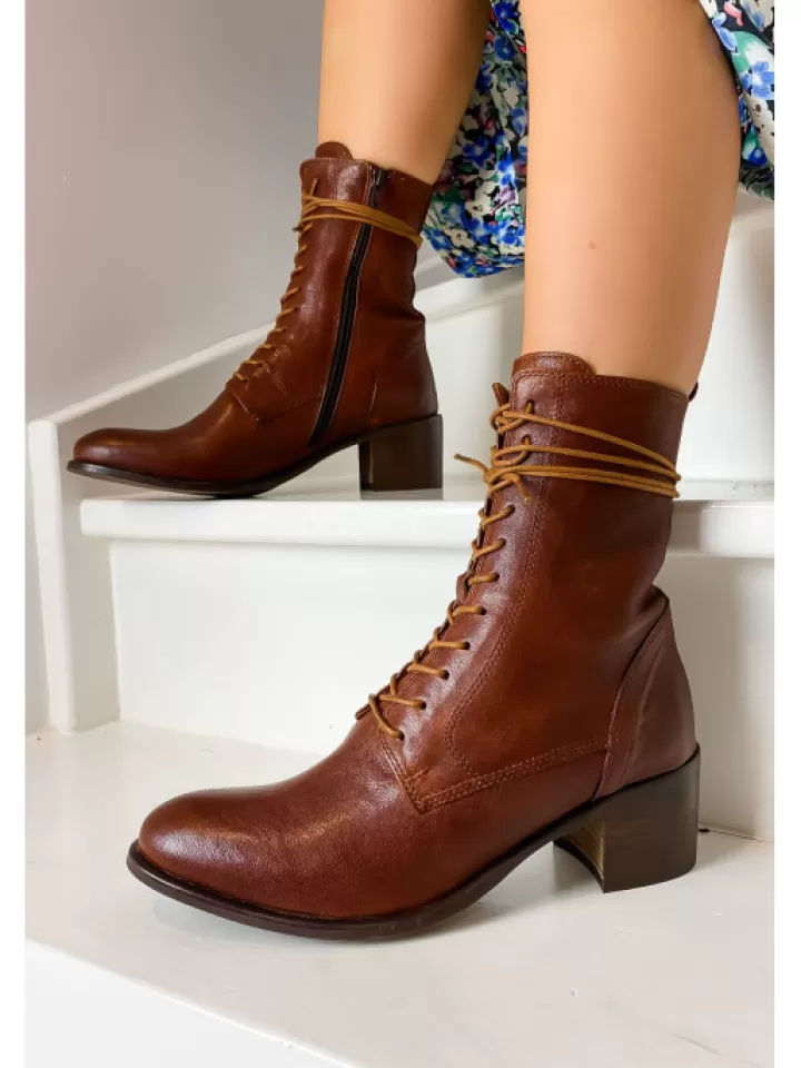 Discount Aliwell -Bottines Edris Pully Cuio Marron