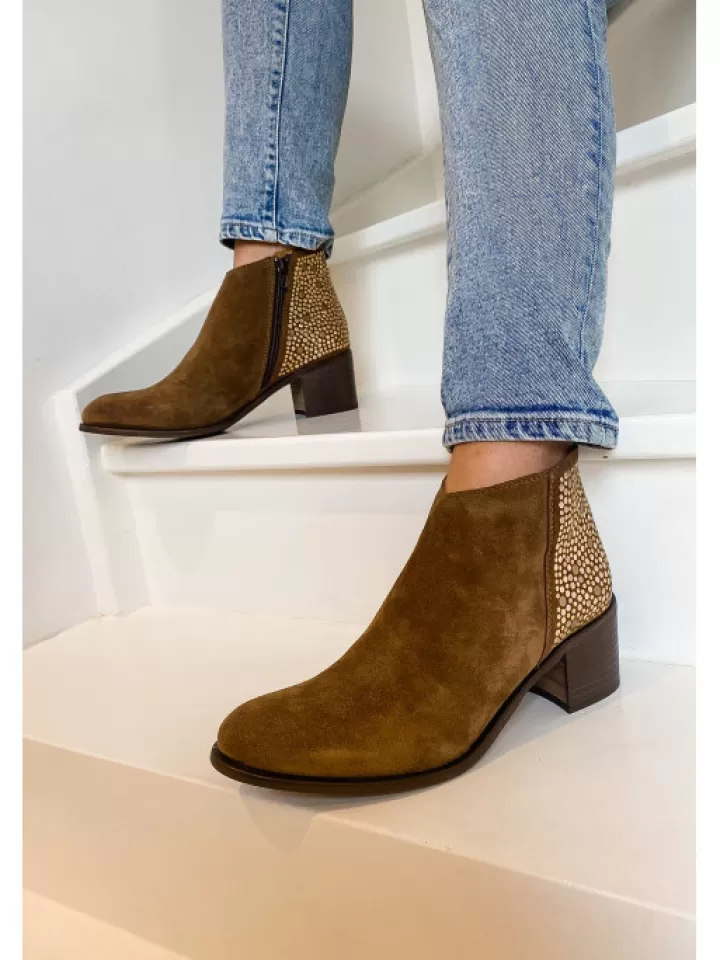 Outlet Aliwell -Bottines Rezza Velours Camel