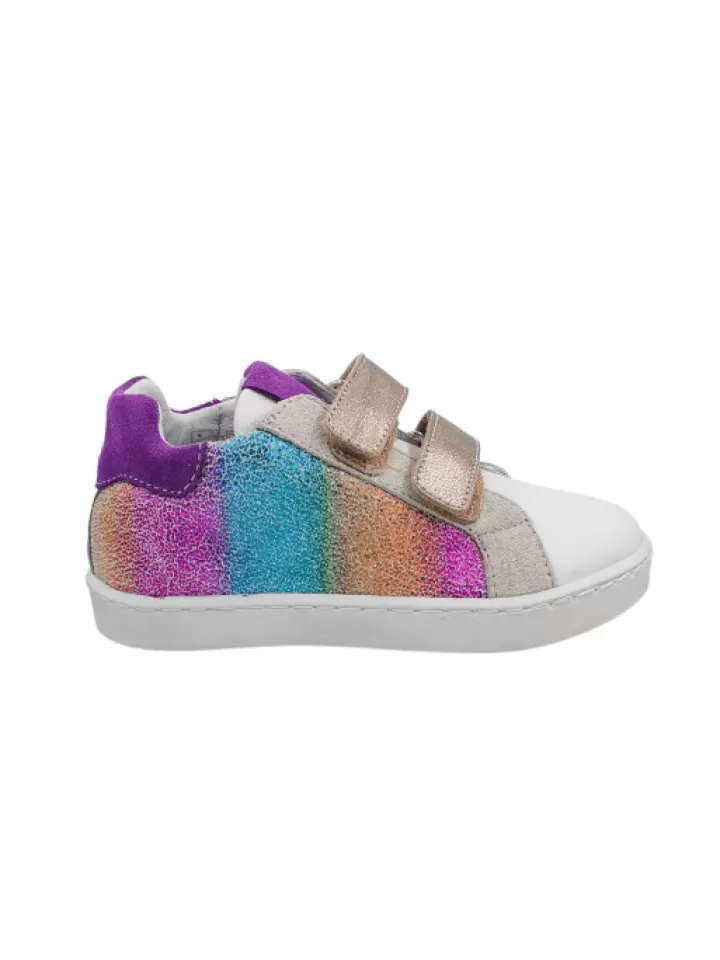 Fashion Reqins Baskets Fille Sakim Mix Crack Rainbow- Rose