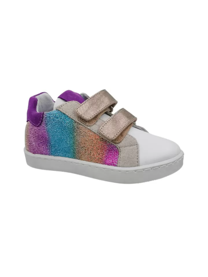 Fashion Reqins Baskets Fille Sakim Mix Crack Rainbow- Rose