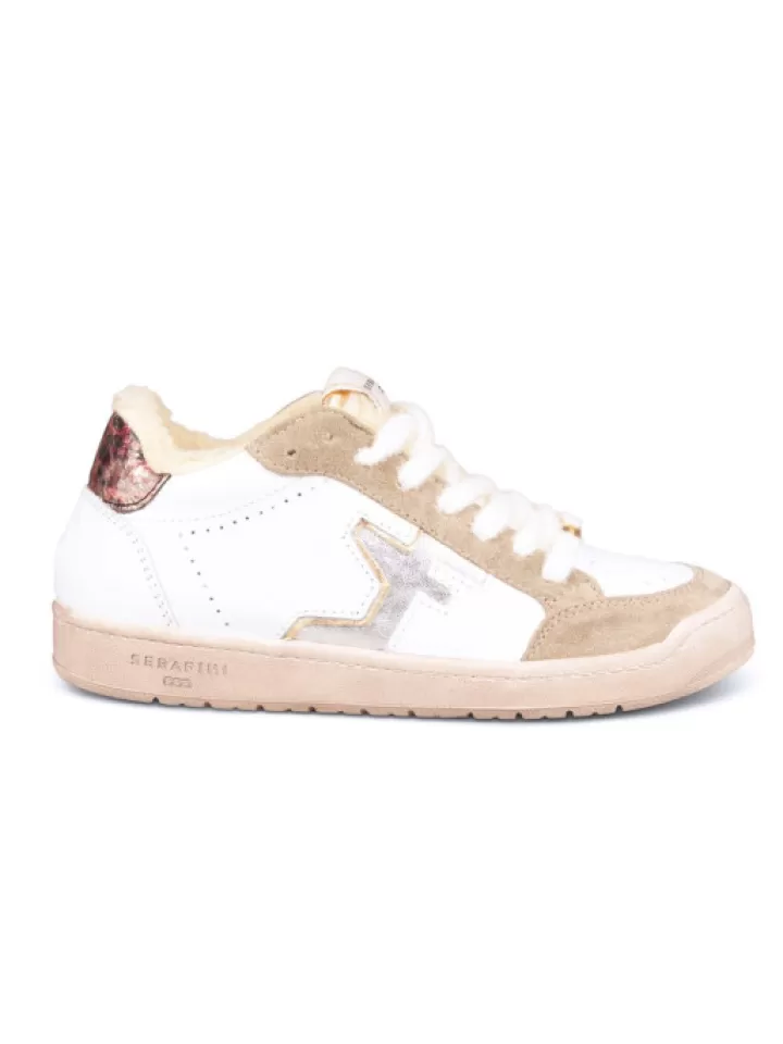 Store Serafini Baskets San Diego Low White Eco-Shearling- Blanc