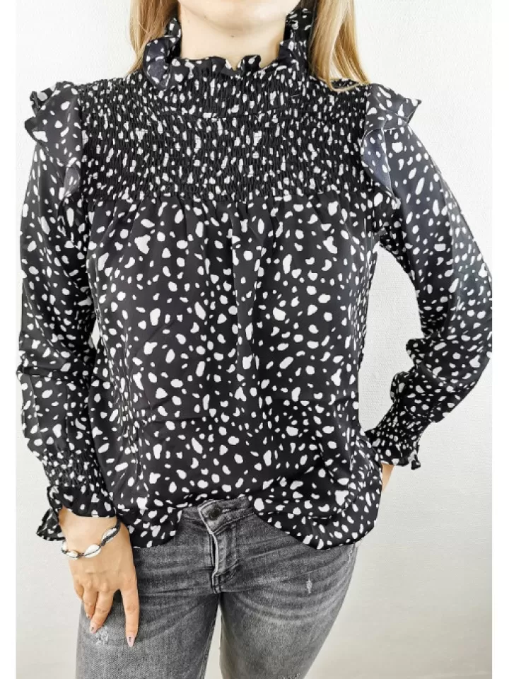 Fashion * Blouse Col Fronce Milan Noir