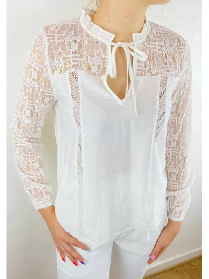 Cheap * Blouse Dentelle Oslo Blanc