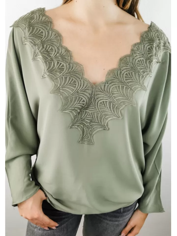 Clearance * Blouse Kaki Nagoya Vert/Kaki