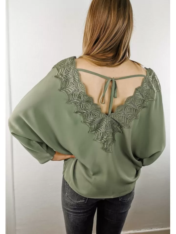 Clearance * Blouse Kaki Nagoya Vert/Kaki