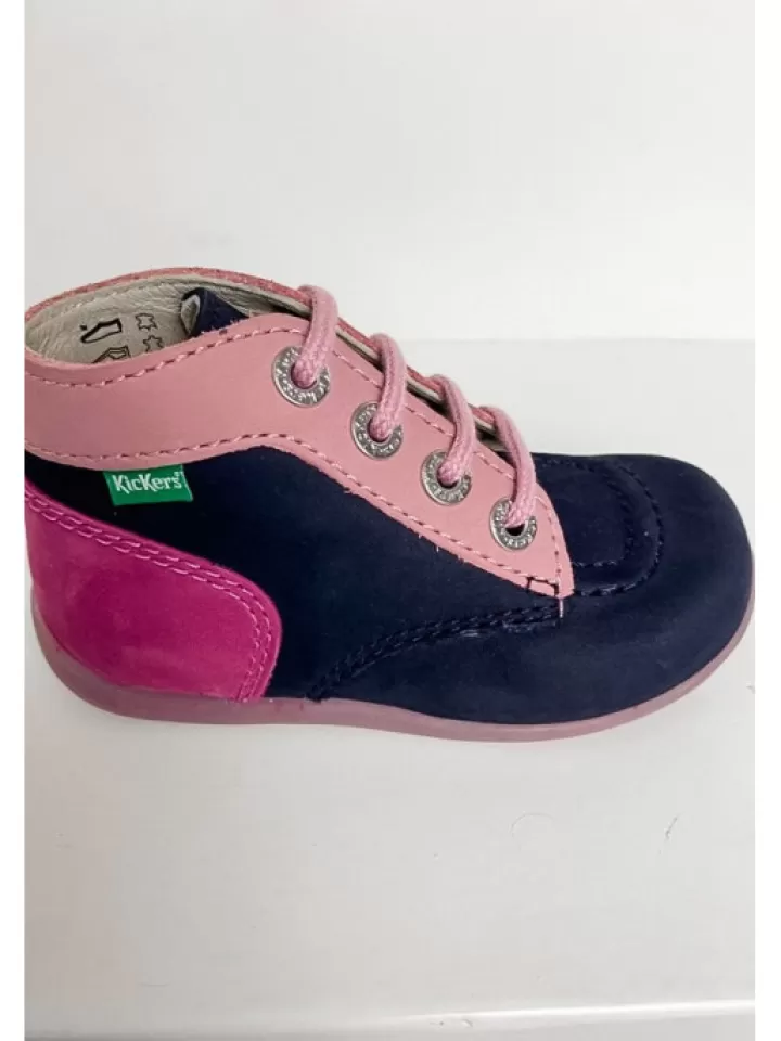 New Kickers Bottines Bonbon Marine Tricolore- Rose