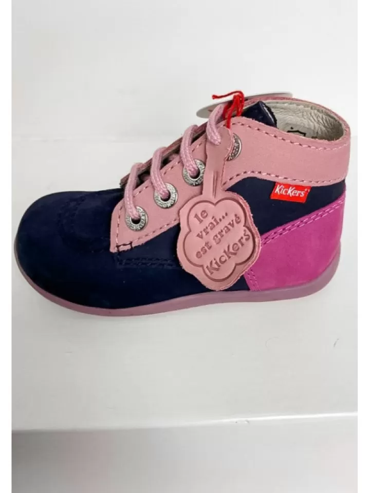 New Kickers Bottines Bonbon Marine Tricolore- Rose