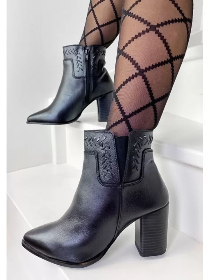 New Manoukian Bottines Cuir Naila Black- Noir