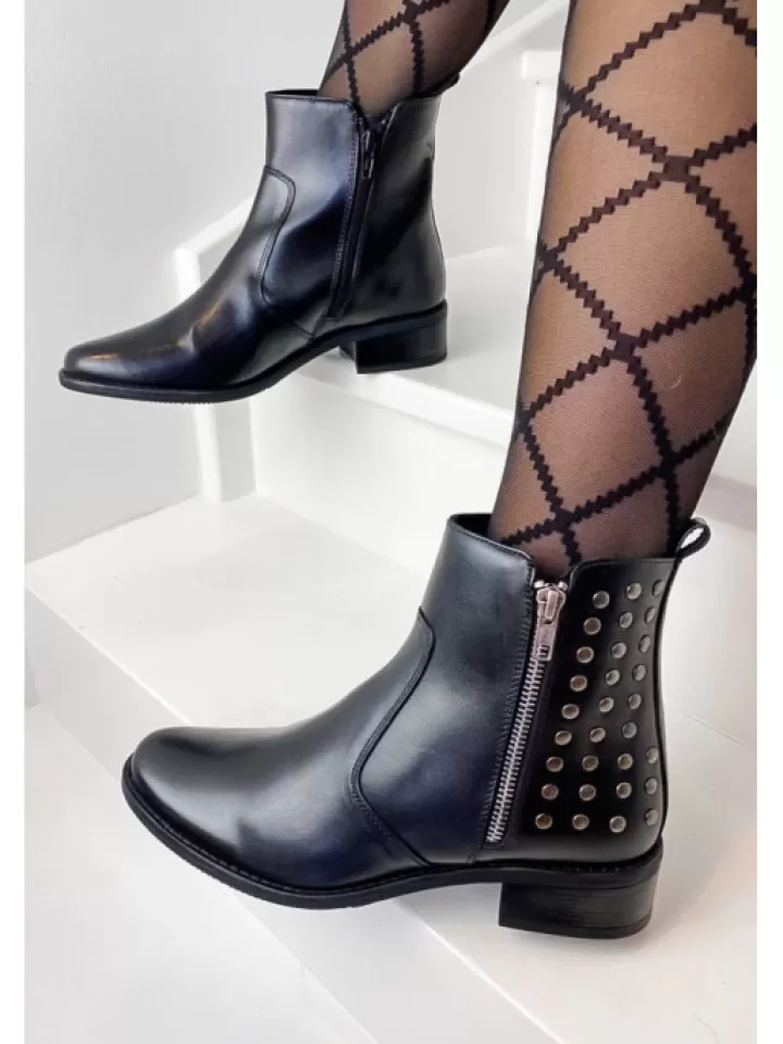 New Manoukian Bottines Cuir Rosa Black- Noir