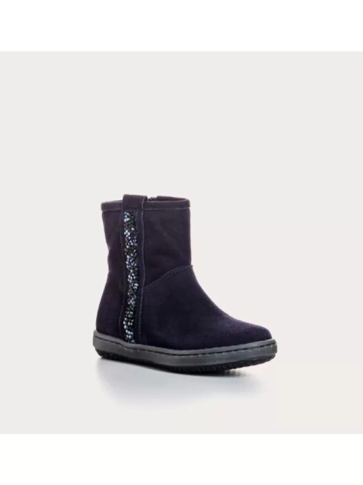 Discount Reqins Bottines Fille Franny Peau Nuit- Bleu