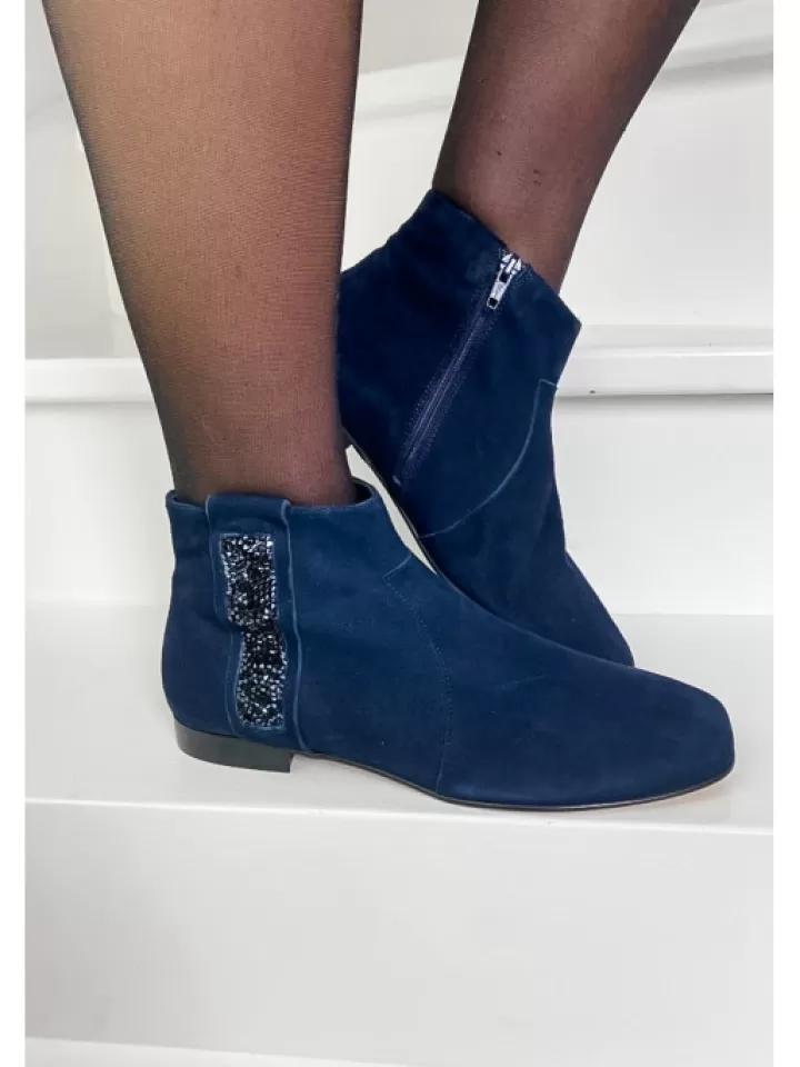 Hot Reqins Bottines Lolita Peau Nuit- Bleu