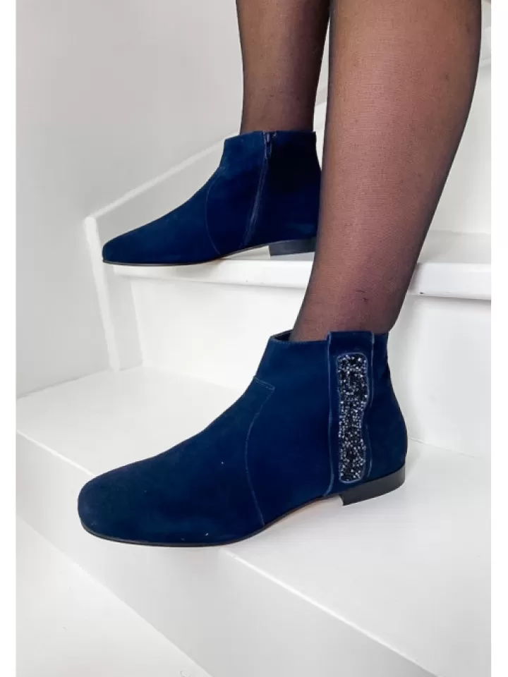 Hot Reqins Bottines Lolita Peau Nuit- Bleu