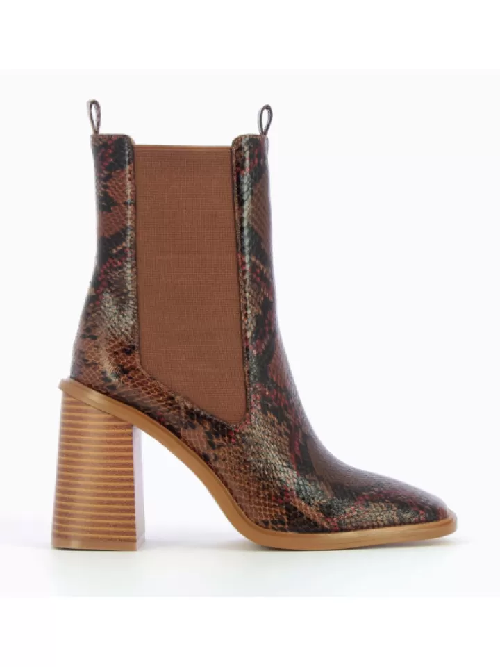 Best Vanessa Wu Bottines Montantes Camel Effet Serpent- Marron