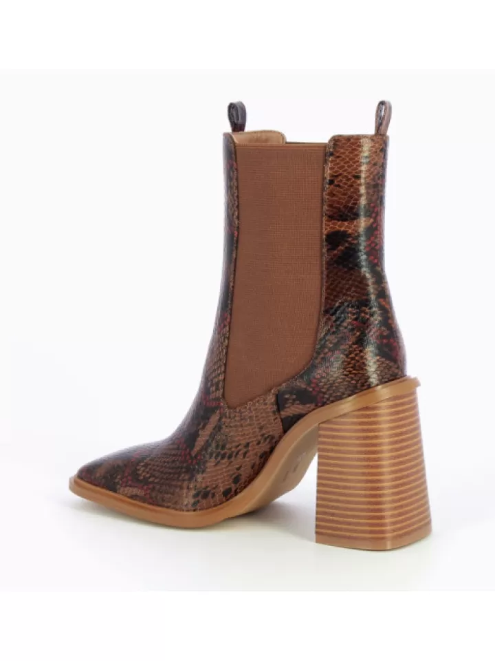 Best Vanessa Wu Bottines Montantes Camel Effet Serpent- Marron