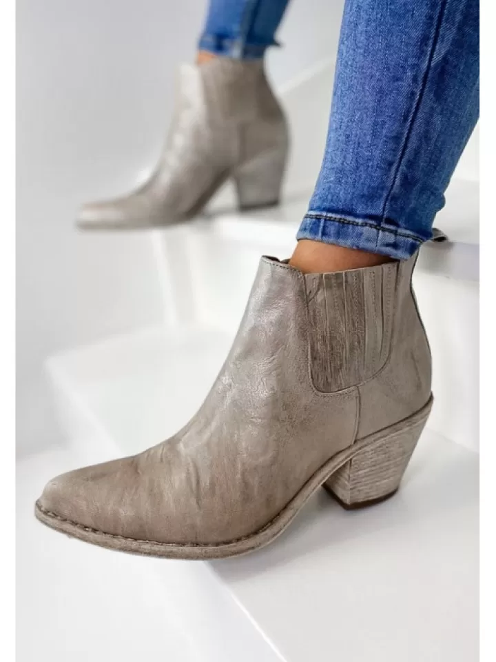 Shop Semerdjian Bottines Santiag Cuir Er506 Metal Stone- Taupe