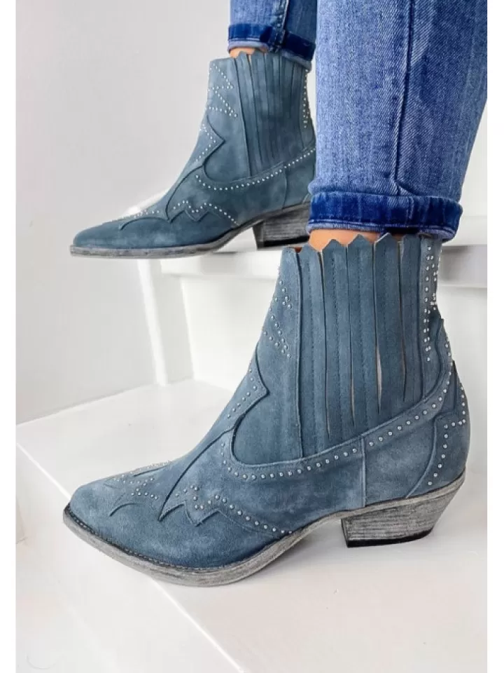 Best Sale Semerdjian Bottines Santiag Cuir Er753 Opera Lago- Bleu