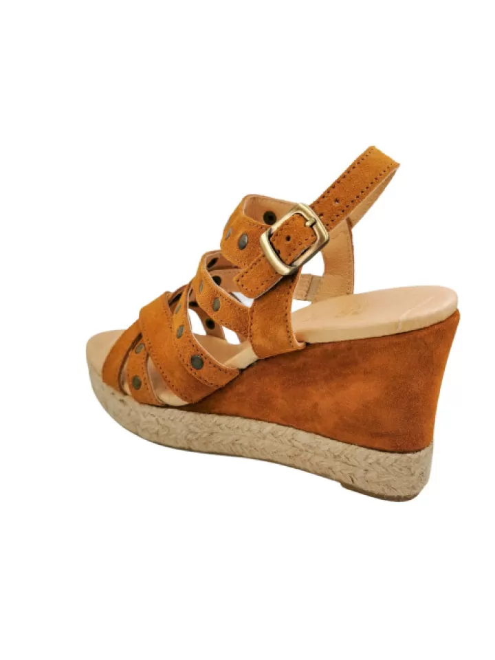 Clearance MKD -Sandales Compensees Flores Crute Camel