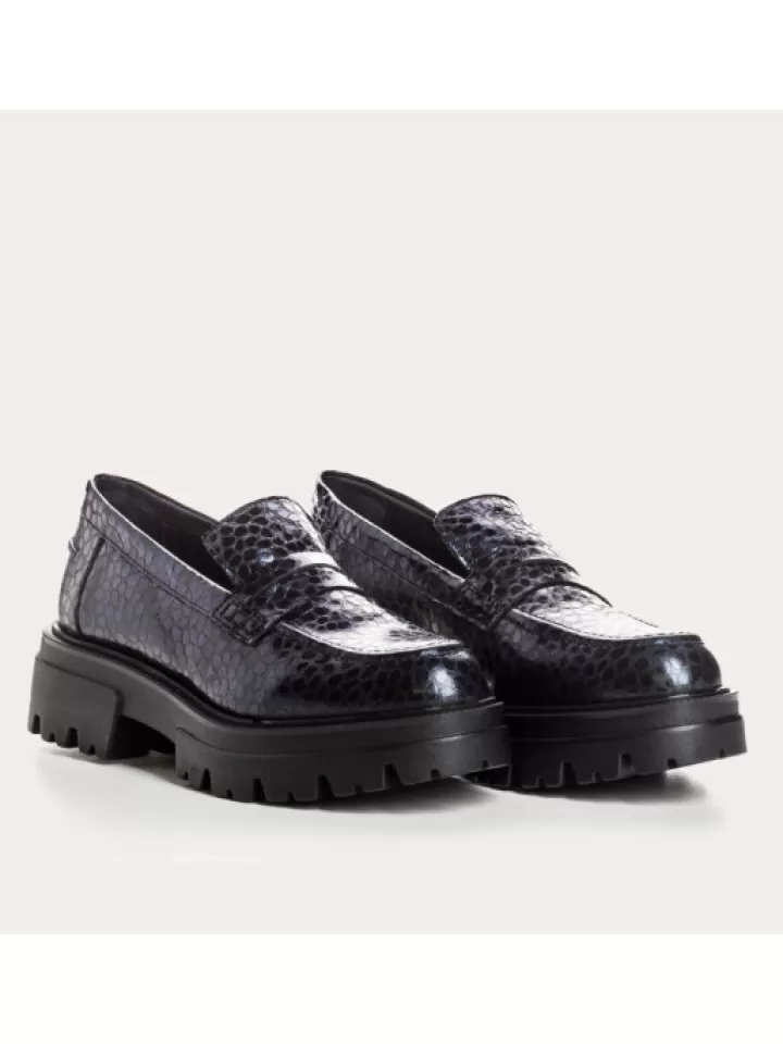 Hot Reqins Mocassins Alabama Caiman Nuit- Bleu