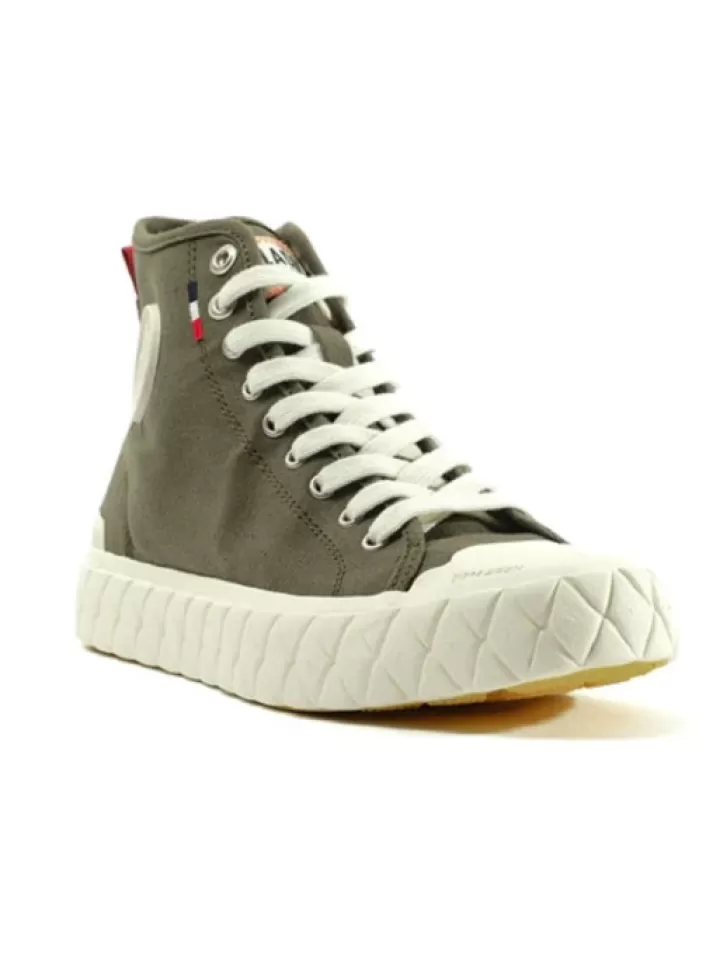 Clearance Palladium Palla Ace Canvas Mid Olive- Vert/Kaki