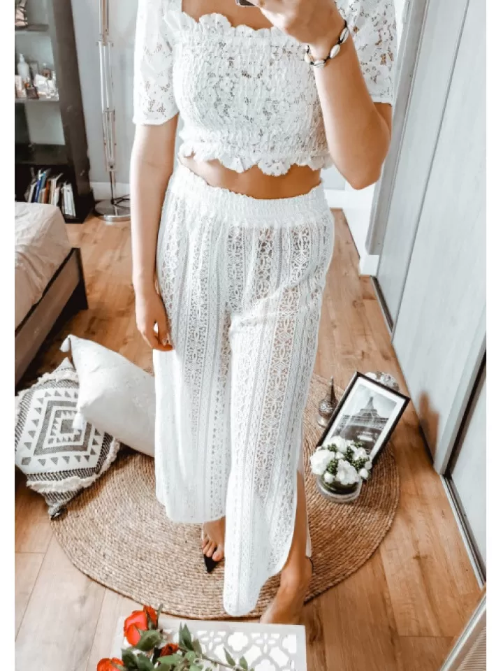 Online * Pantalon De Plage Dentelle Tokyo Blanc