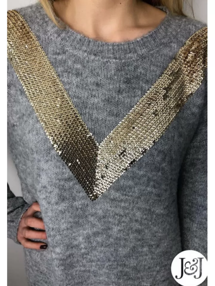 Best Sale * Pull Triangle Sequins Bucarest Gris/Argent