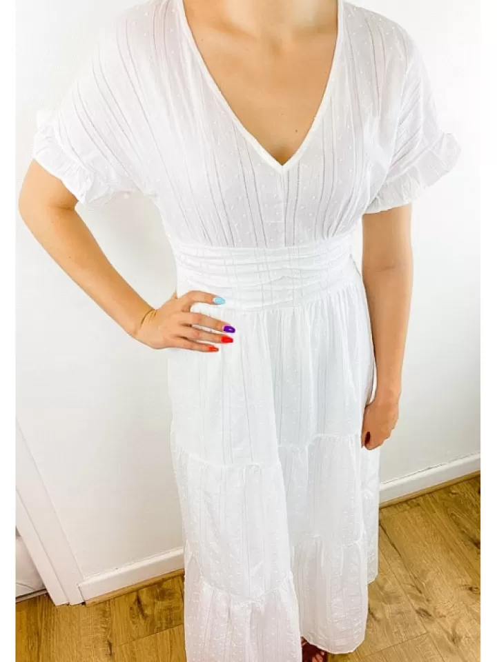 Hot * Robe Boheme Broderie Lima Blanc