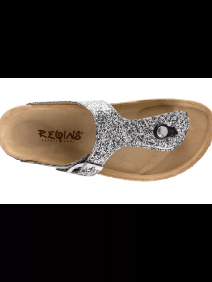 Fashion Reqins Sandales Fille Dune Glitter Vernis Argent- Gris/Argent