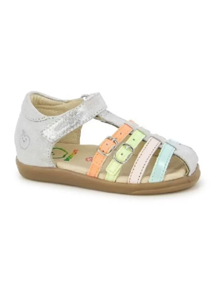 Sale Shoo pom Sandales Fille Pika Spart Argent/Multi- Gris/Argent