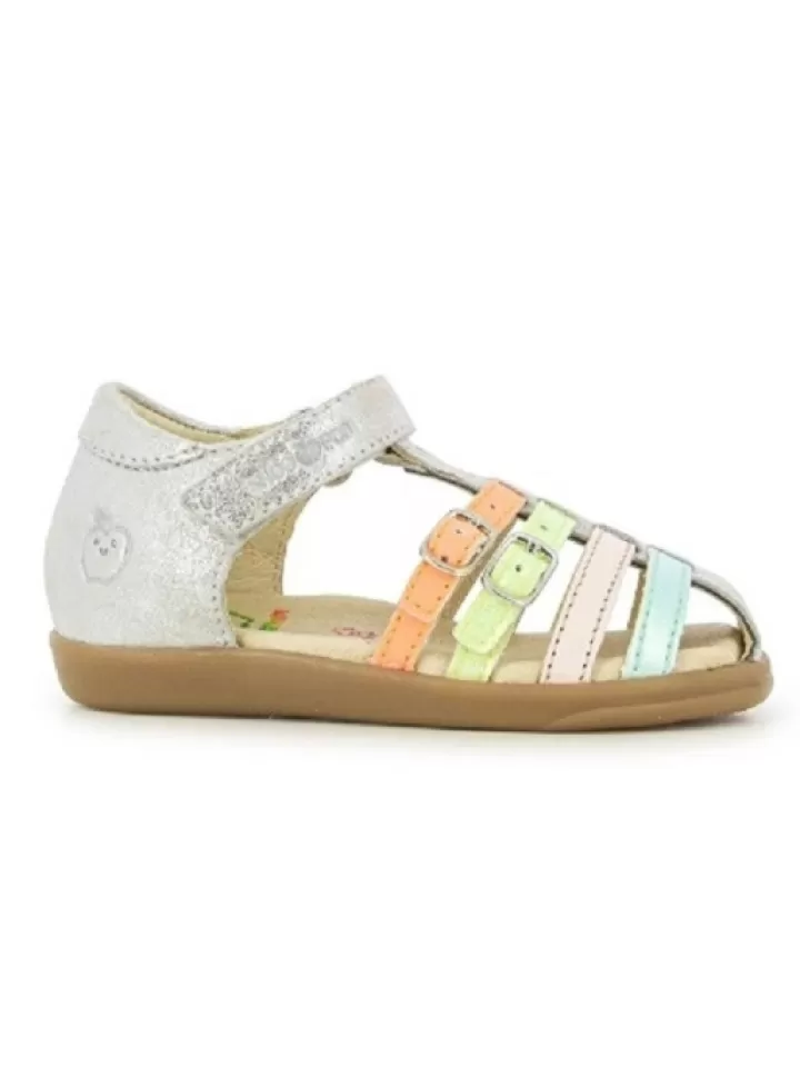 Sale Shoo pom Sandales Fille Pika Spart Argent/Multi- Gris/Argent