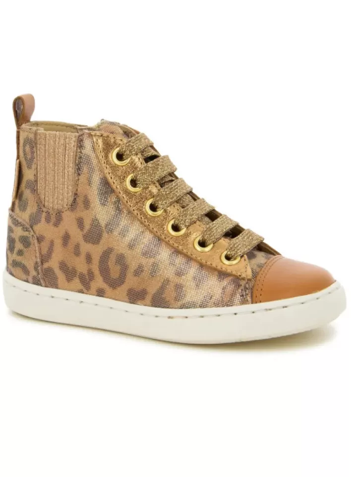 Store Shoo pom -Bottines Cuir Play New Jodlace Leopard Marron