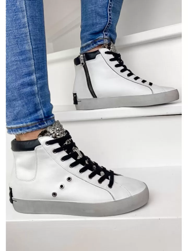 Clearance Crime London Sneakers High Top Heritage- Blanc