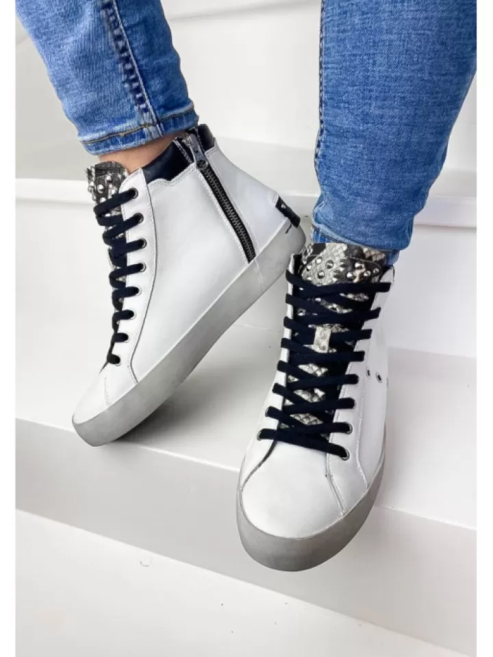 Clearance Crime London Sneakers High Top Heritage- Blanc