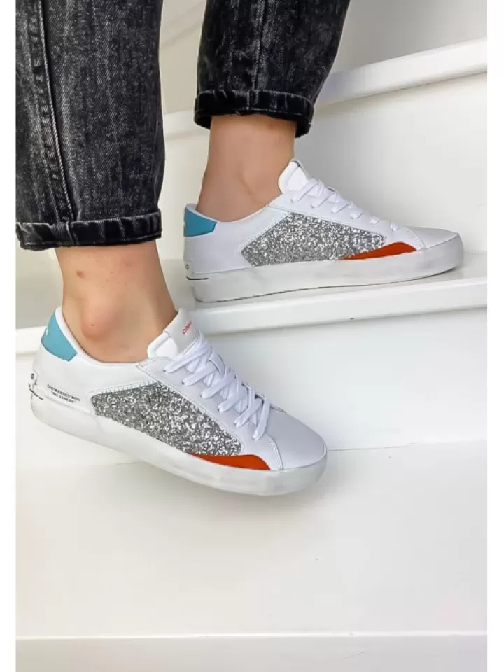 Shop Crime London Sneakers Low Top Distressed Multicolor- Blanc