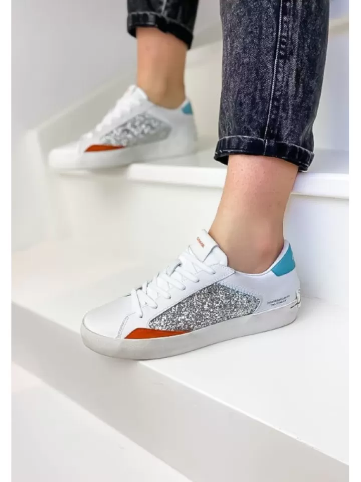 Shop Crime London Sneakers Low Top Distressed Multicolor- Blanc