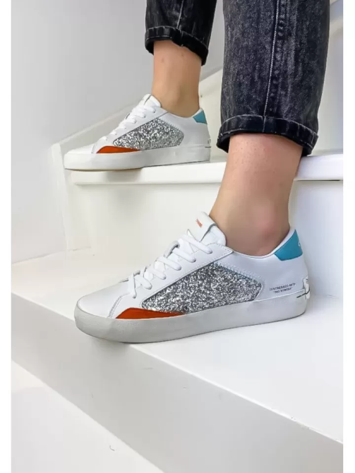 Shop Crime London Sneakers Low Top Distressed Multicolor- Blanc