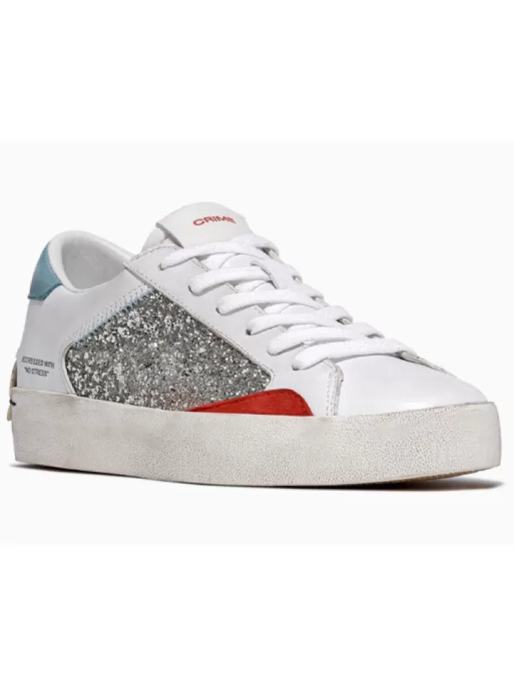 Shop Crime London Sneakers Low Top Distressed Multicolor- Blanc