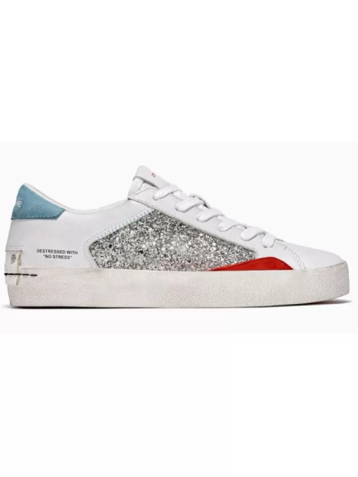 Shop Crime London Sneakers Low Top Distressed Multicolor- Blanc