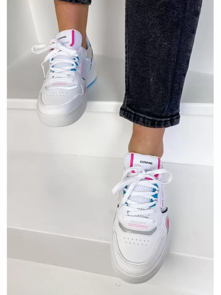 Best Crime London Sneakers Low Top Off Court Multicolor- Blanc