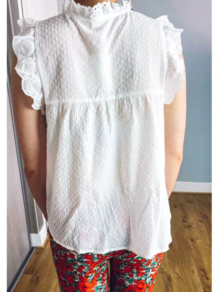 Best Sale * Top En Broderie Anglaise Mumbai Blanc